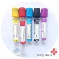 Пробирка вакуумные (стекло) с цитратом натрия 3,8%, голубая пробка, 3,6мл (13*75)